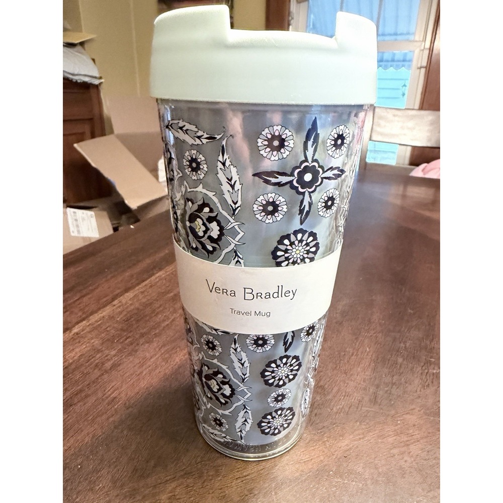 Vera Bradley Travel Mug 16 oz Plaza Tile NEW